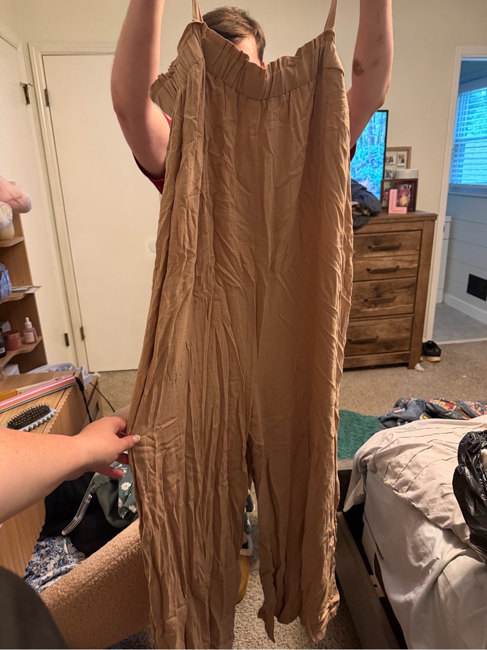 BiBi Tan Wide-Leg Strappy Jumpsuit